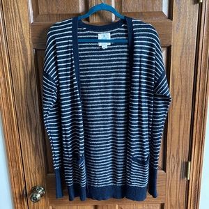 Aerie Striped Long Button Up Cardigan
